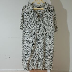Who What Wear Black and White Button-Down Dress